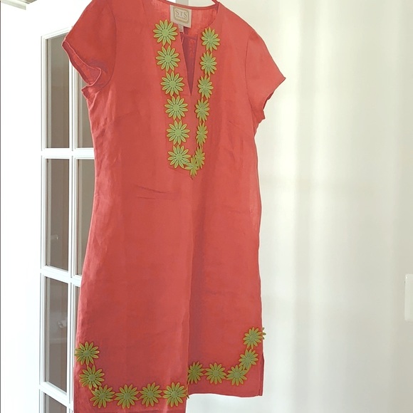🎉NWT Sail to Sable Coral 🪸 Linen Dress - Embroidered Details 👗 - Picture 5 of 13